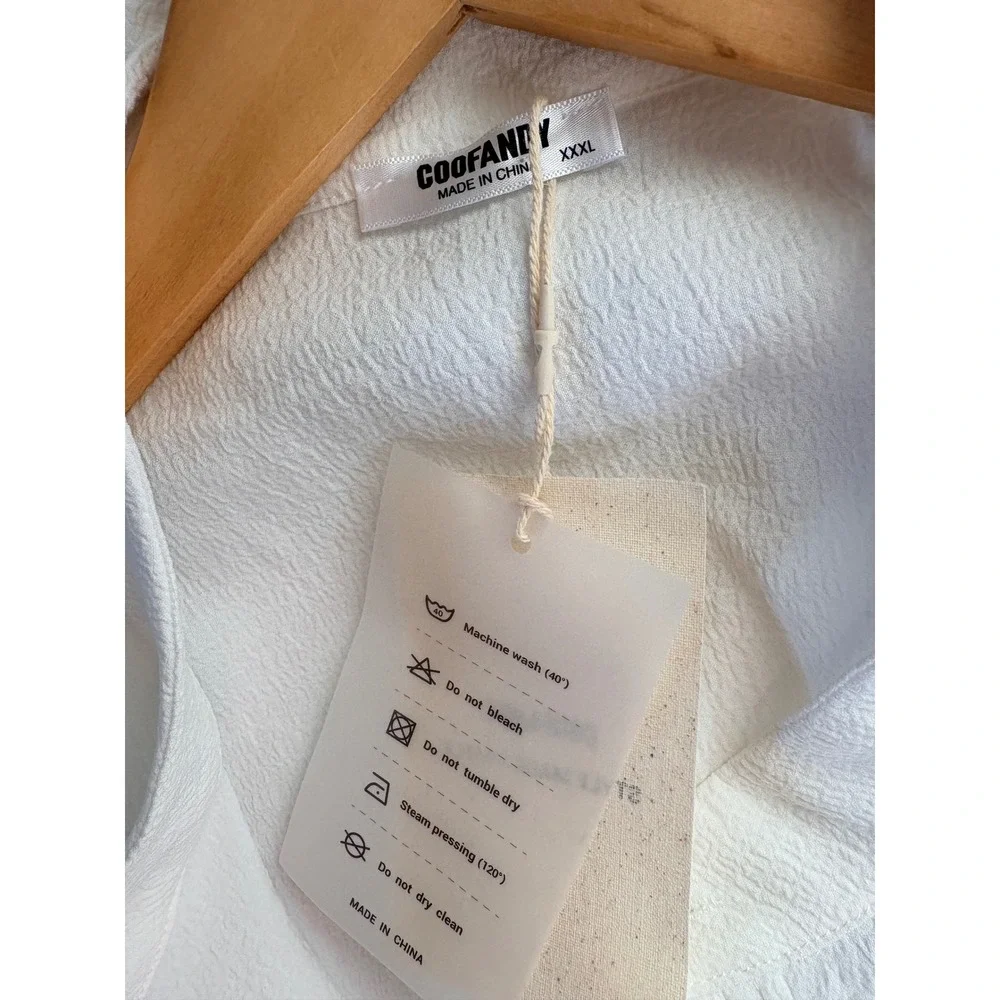 NWT COOFANDY Mens White 2 Piece Henley Shirt and Pants Set Lounge XXXL Beachwear - Picture 14 of 16